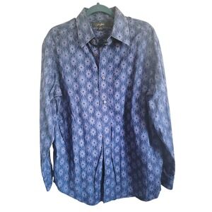 Sean John Blue Patterned Casual Button Down Shirt